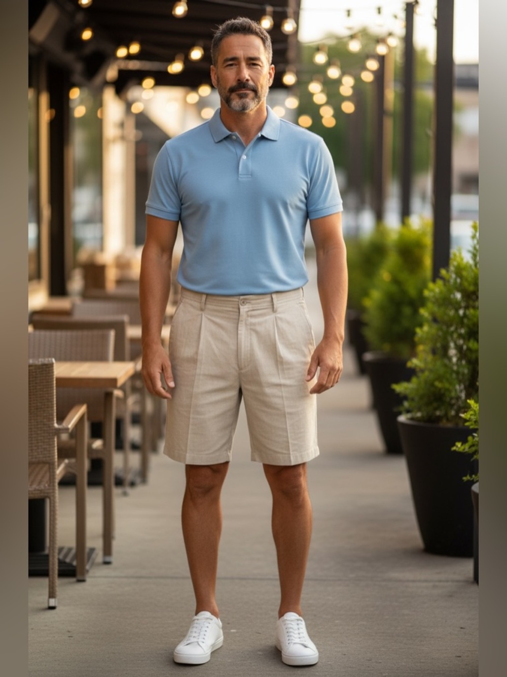 Men's Flat-Front Shorts in Light Beige